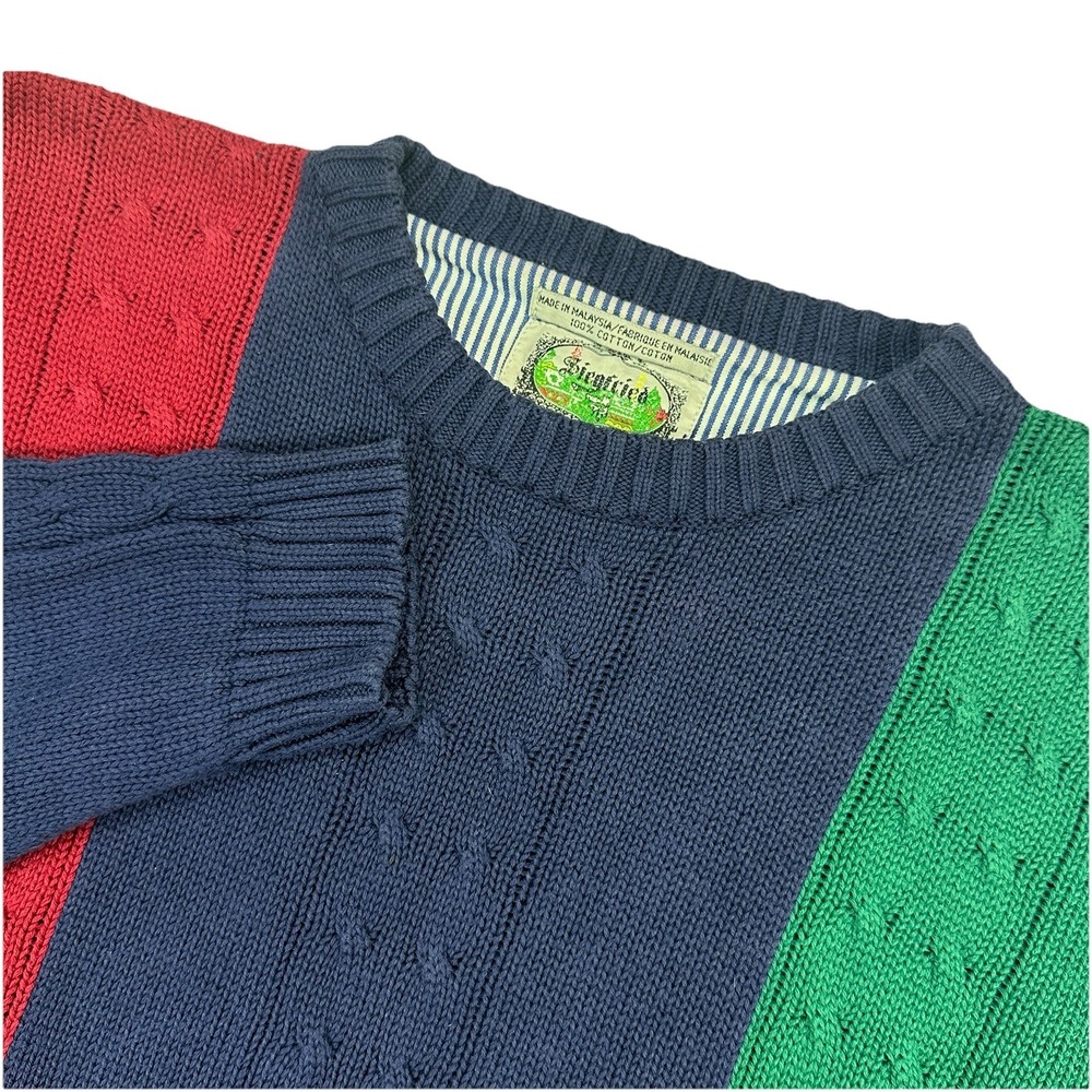 Vintage Siegfried Color Block Cotton Knit Sweater Mens XL 90s Crewneck‎ Pullover